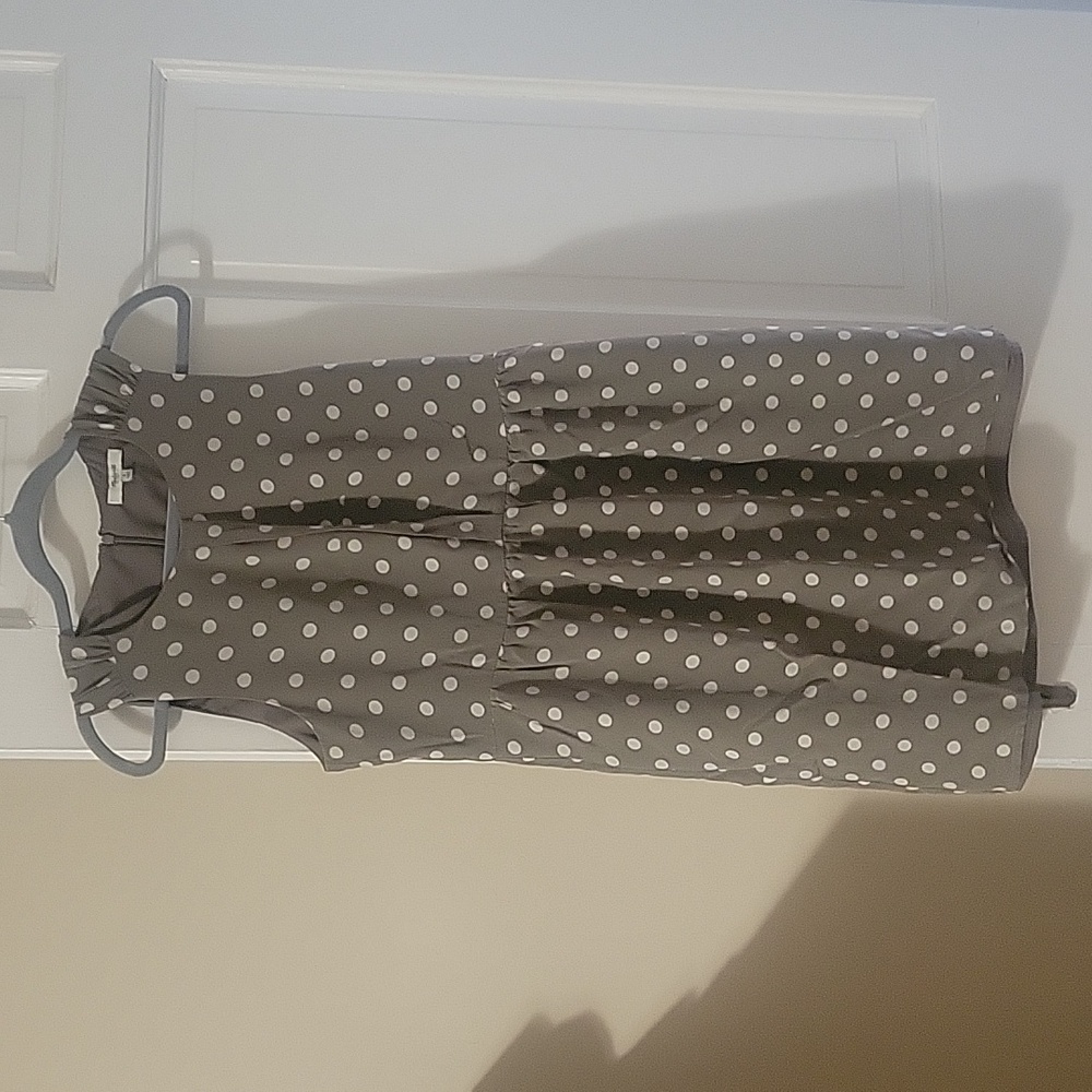 Madewell taupe silk polka dot dress in size 6